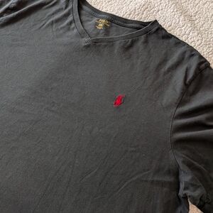 Polo Ralph Lauren V Neck T Shirt Black Red Pony XXL